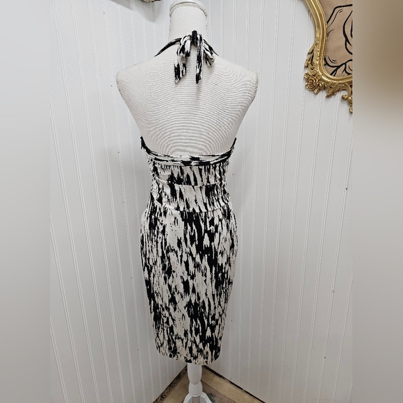 Elegant Black and White Patterned Dress Ann Taylor Halter 2 - Picture 3 of 4